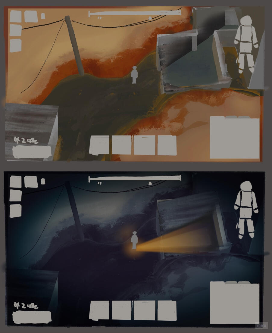 Mockup sketches of perspective & UI